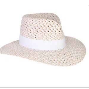 Eric Javits Cannes II Wide Brim Woven Fedora White